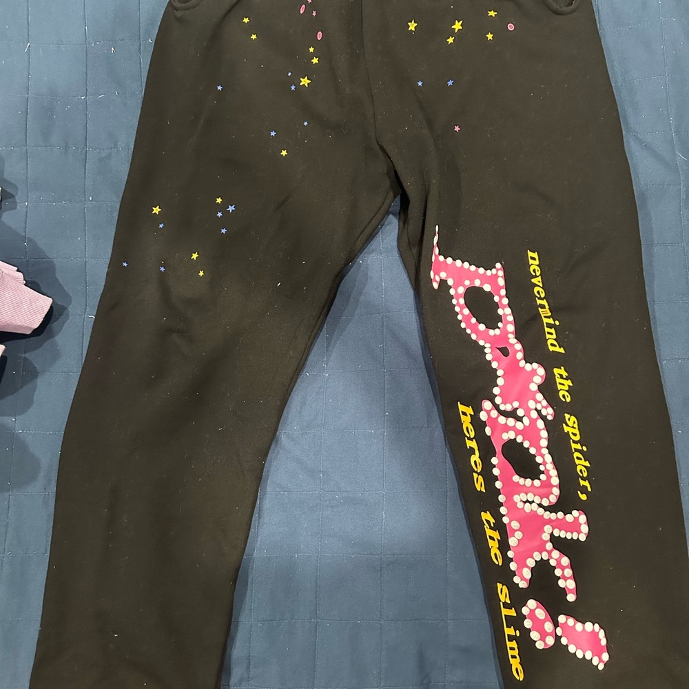 Sp5der Black Pink Sweatpants